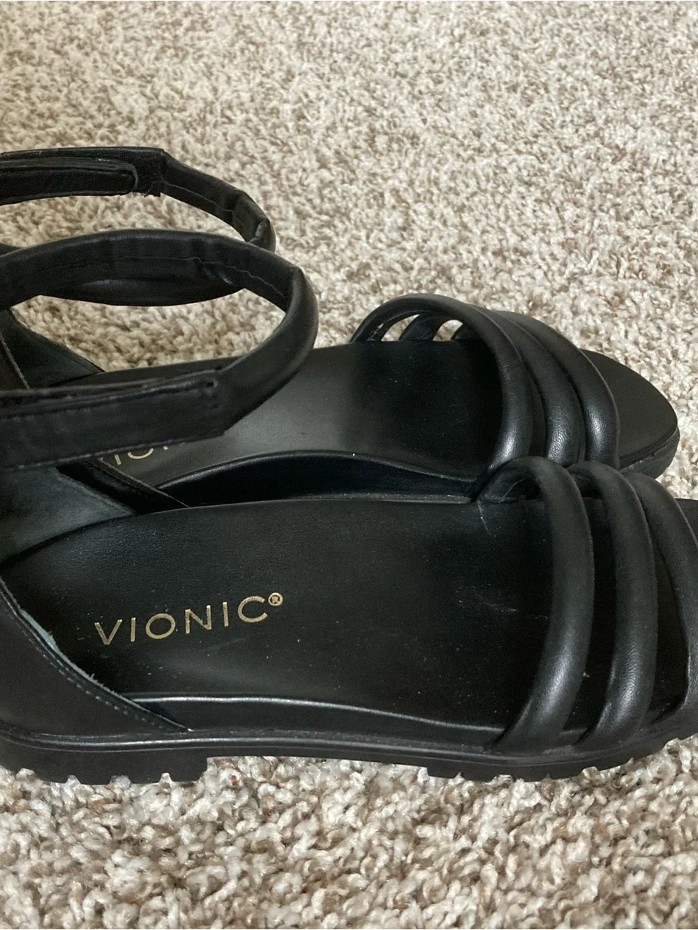 Vionic Black Padded-Strap Ankle Sandals - Picture 2 of 5